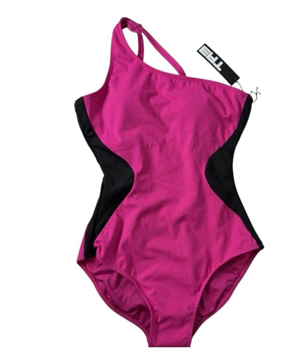 TA3 One Sidey Contour Swimsuit in Pink/Black Nwt Size X-Small Short